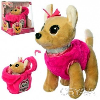 Собачка М4363 I-UA - модница Кикки в мягкой розовой сумочке, которая может испол. . фото 1