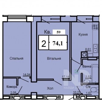 Общая площадь: 74.1 м2;
Жилая площадь: 35 м2;
Площадь кухни: 12 м2;
Этаж/этажнос. . фото 3