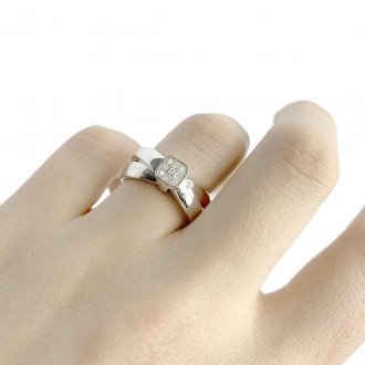 
 
 Родированное серебряное кольцо 925 пробы с фианитами. Родированные украшения. . фото 3