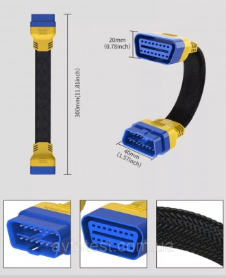 AUTOOL 30 см удлинитель OBDII разъем 16pin Launch Easydiag/THINKDIAG/THINKDRIVER. . фото 3