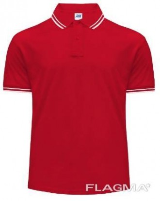 Мужская футболка-поло Contrast красная 
плотность ткани 210 г/м2
100% хлопок
. . фото 2