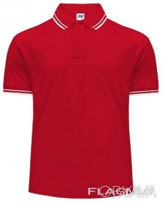 Мужская футболка-поло Contrast красная 
плотность ткани 210 г/м2
100% хлопок
. . фото 1