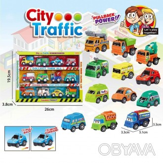 Набор транспорта City Traffic DYB168-279 - в наборе 12 машинок с инерционным мех. . фото 1