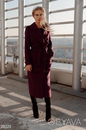 Доступные размеры: xl Шерстяное пальто бордового цвета, выполненное из пальтовой. . фото 1