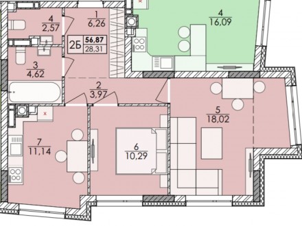 Чудова двокімнатна видова квартира в зданому житловому комплексі Сінергія 3+!
К. Ирпень. фото 2