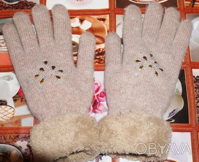 Перчатки ангоровые зимние с двойной вязкой и очень мягкие. Не мерзнет рука даже . . фото 1