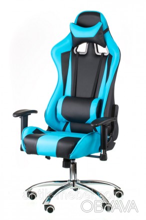 
	
	
	
	
	Тип: геймерское кресло
	Цвет: черно-голубое
	Материал покрытия: сидень. . фото 1
