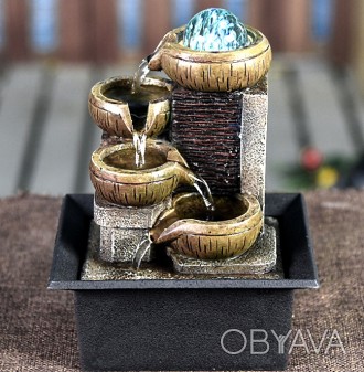 Продаю декоративний настільний водоспад фонтан з водою і помпою, у формі чотирьо. . фото 1