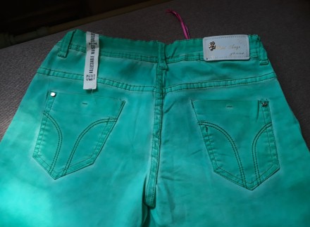 Продам новые легкие летние джинсы яркого бирюзово-зеленого цвета французской мар. . фото 12