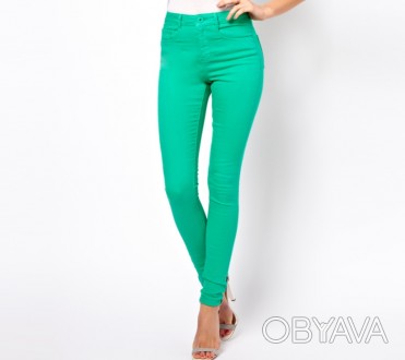 Продам новые легкие летние джинсы яркого бирюзово-зеленого цвета французской мар. . фото 1