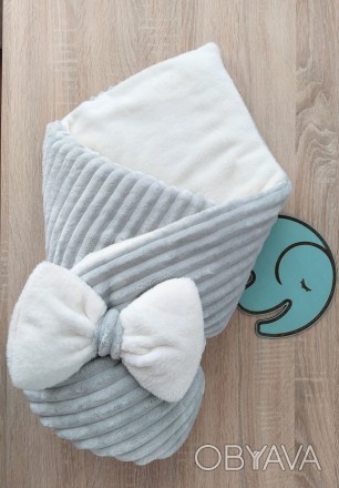 Конверт одеяло на резинке для малыша с бантом. 
	Плед состоит из теплой и приятн. . фото 1