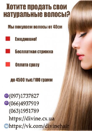 Покупаем неокрашенные волосы от 40 см волосы в Харькове и области, без пересылки. . фото 6