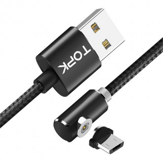 Магнитный кабель для зарядки Topk USB 2m 2.1A 360° (TK51i-VER2) MicroUSB Black б. Запорожье. фото 1 Магнитный кабель для зарядки Topk USB 2m 2.1A 360° (TK51i-VER2) MicroUSB Black б. Запорожье. фото 1