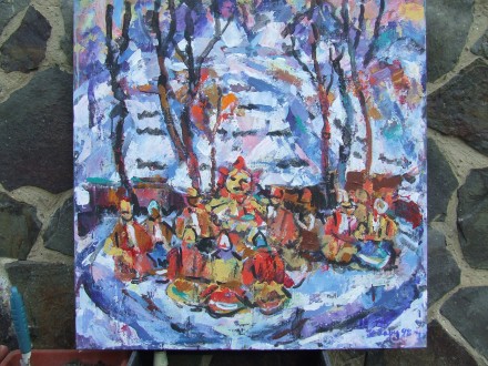 Нар.худ.Укр. Герц Ю. раз. 75 х 75 см. х.м. 1998г. Закарпатская шк. Эрдели и Бо. Ужгород. фото 1 Нар.худ.Укр. Герц Ю. раз. 75 х 75 см. х.м. 1998г. Закарпатская шк. Эрдели и Бо. Ужгород. фото 1