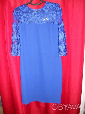 Красивое женское платье цвет синий (электрик), 52 р, пересылаю по 100% предоплат. . фото 1