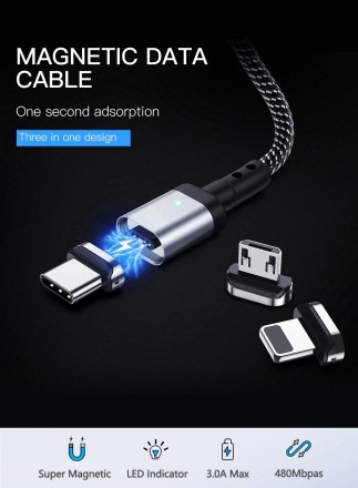 Магнитный USB кабель (зарядка+передача данных) от Suntaiho.
Высокое качество ма. . фото 5