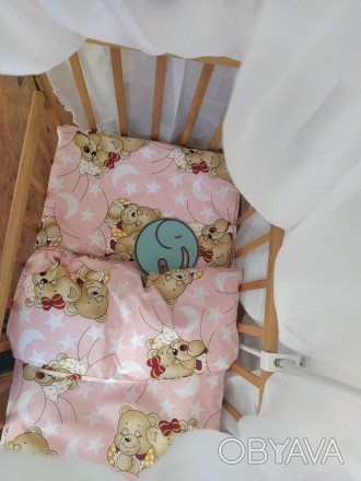 Комплект сменного постельного белья для новорожденных (3 предмета) на кроватку 1. . фото 1