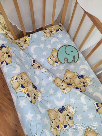 Комплект сменного постельного белья для новорожденных (3 предмета) на кроватку 1. . фото 1