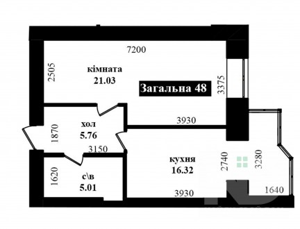 Общая площадь: 48 м2;
Жилая площадь: 21 м2;
Площадь кухни: 16 м2;
Этаж/этажность. . фото 3