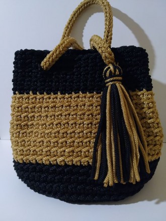 Эко сумка шоппер торба ручной работы из полиэфирного шнура. Очень удобная и прак. . фото 4