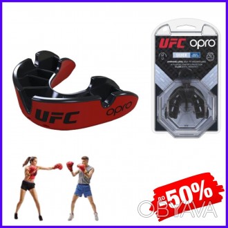  
Капа боксерская одночелюстная Opro Junior Silver Ufc Hologram Red-Black 
 
Дан. . фото 1