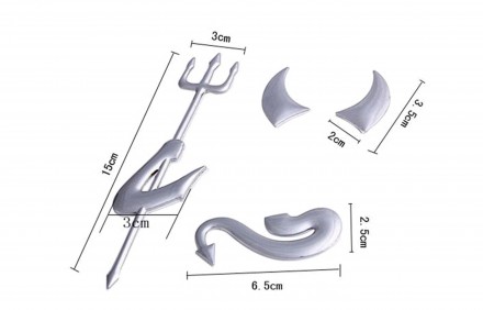 Хромированная 3D наклейка состоит из рожек, трезубца и хвостика дьявола.
Наклей. . фото 7