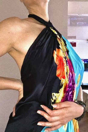 Дизайнерское платье-ромпер из натурального шелка в принте Versace. Соблазнительн. . фото 6