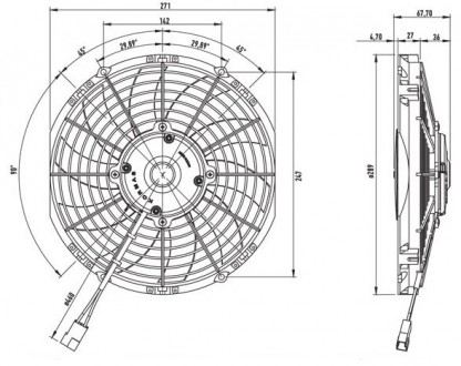 Вентилятор радиатора кондиционера осевой 12" дюймов 12В тянущий, 2020 м3/ч . . фото 4