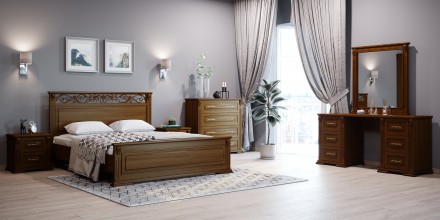 Цена указана за деревянную кровать Лорен, спальное место 1400х2000 мм и два комо. . фото 10