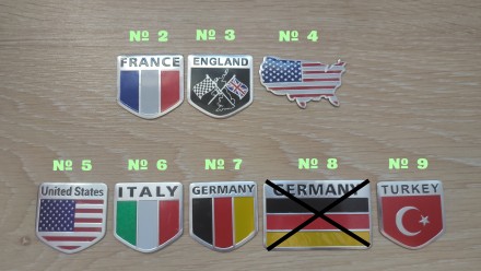 Алюминиевые декоративные наклейки Флаг Франция, Италия на авто или мото - для ук. . фото 9