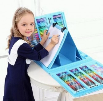  
Набор для рисования в чемоданчике с мольбертом на 208 предметов голубой 
 
Бол. . фото 11