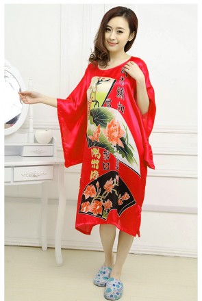 красивое шелковое платье кимоно с элегантным восточным принтом, небольшие разрез. . фото 4