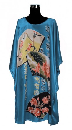 красивое шелковое платье кимоно с элегантным восточным принтом, небольшие разрез. . фото 6