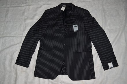 Мужской пиджак NEXT. Цвет черный с вертикальными тонюсенькими белыми полосками. . . фото 2