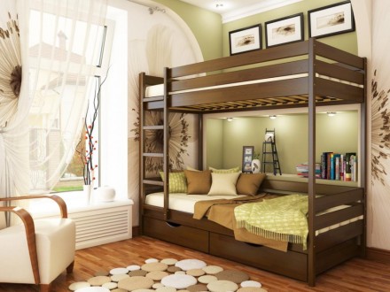 Детская двухъярусная деревянная кровать Дуэт ТМ Эстелла.

Детская двухъярусная. . фото 3