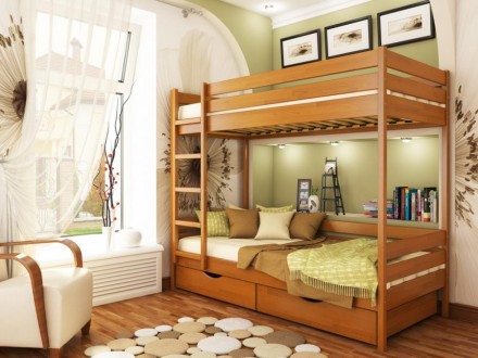 Детская двухъярусная деревянная кровать Дуэт ТМ Эстелла.

Детская двухъярусная. . фото 4