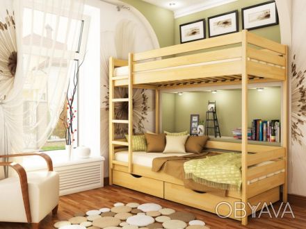 Детская двухъярусная деревянная кровать Дуэт ТМ Эстелла.

Детская двухъярусная. . фото 1