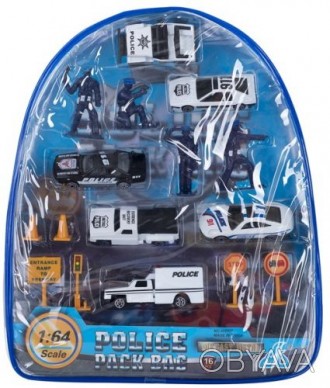 Набор моделек "Полиция". В комплекте различные виды транспорта (грузовики, легко. . фото 1