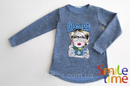 Туника SmileTime для девочки Picture, голубая. Кривой Рог. фото 1 Туника SmileTime для девочки Picture, голубая. Кривой Рог. фото 1