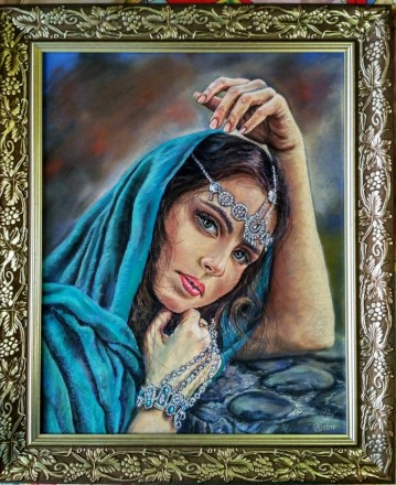 Карина автора "Принцесса Амира"-пастель 50х40,рама с антибликовым стек. . фото 3