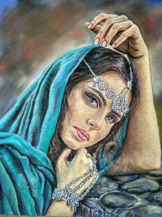 Карина автора "Принцесса Амира"-пастель 50х40,рама с антибликовым стек. . фото 2
