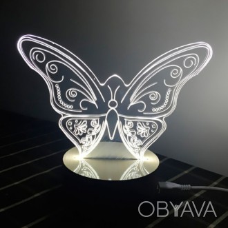 3D Светильник в виде Бабочки. Отличный декор для дома и офиса. В комплекте: акри. . фото 1