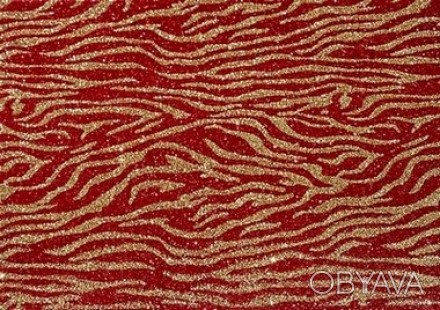 Фоаміран EVA з глітером Флексика 2 мм 20*30 см золото/червоний, принт тигровий (. . фото 1
