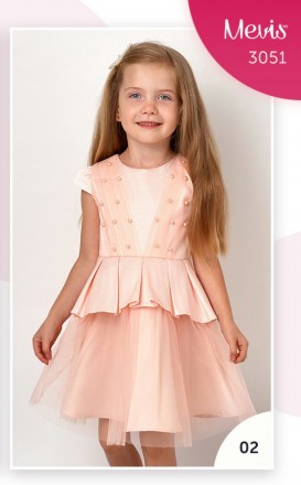 Нарядное платье для маленьких принцесс. Цвет нежно персиковый. Качественный поши. . фото 2