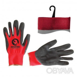 Перчатки INTERTOOL SP-0127 изготовлены из синтетического волокна красного цвета . . фото 1