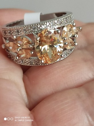 Кольцо с камнями морганит,нежного персикового цвета,Размер кольцо 18,проба 925 н. . фото 8