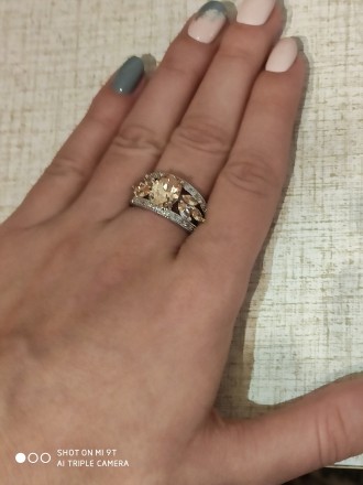 Кольцо с камнями морганит,нежного персикового цвета,Размер кольцо 18,проба 925 н. . фото 4