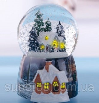 Музыкальный снежный шар "Доиашний очаг" с вращением, музыка и подсветк. . фото 2