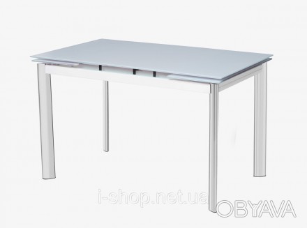 Стол кухонный раскладной стеклянный белый сатин DAOSUN DST 017 - изящная модель . . фото 1