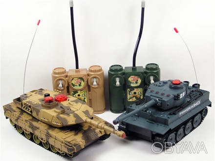 Модели из радиоуправляемого танкового боя Huan Qi Tiger vs Leopard имитируют раб. . фото 1
